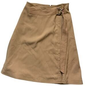 Ann Taylor Khaki Wrap Skirt Womens 8 Buckle Minimalist A-Line Casual Workwear